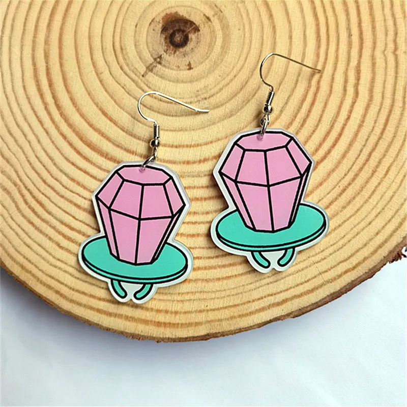 Wholesale Retro Nostalgic Rubik's Cube Game Console Skates Acrylic Earrings