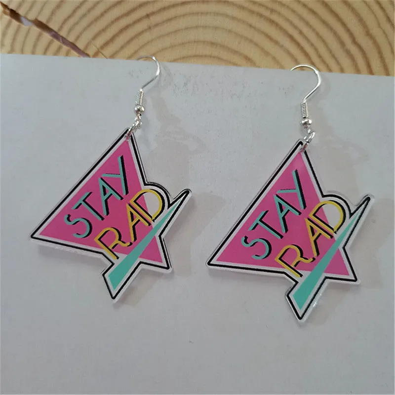 Wholesale Retro Nostalgic Rubik's Cube Game Console Skates Acrylic Earrings