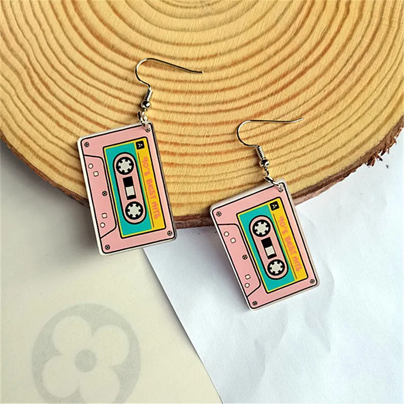 Wholesale Retro Nostalgic Rubik's Cube Game Console Skates Acrylic Earrings