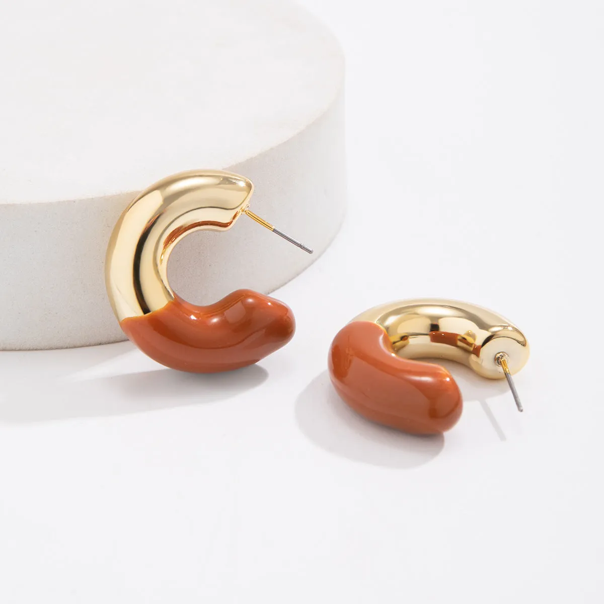 Wholesale Retro Oil Drop C Shape Simple Alloy Earrings