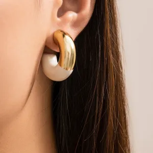 Wholesale Retro Oil Drop C Shape Simple Alloy Earrings