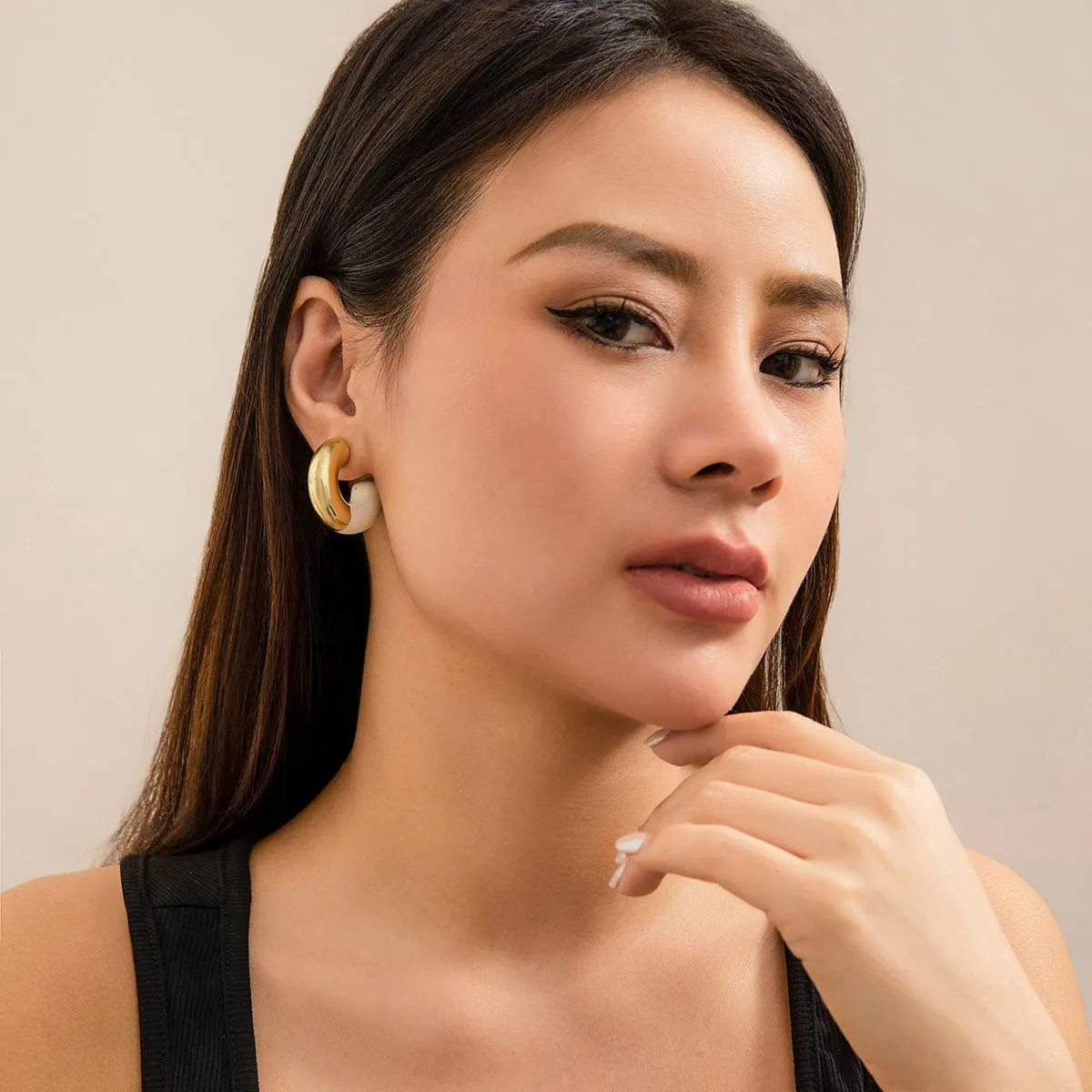 Wholesale Retro Oil Drop C Shape Simple Alloy Earrings
