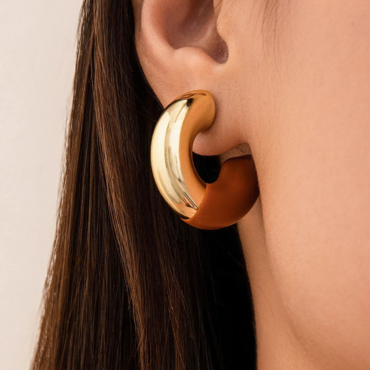 Wholesale Retro Oil Drop C Shape Simple Alloy Earrings