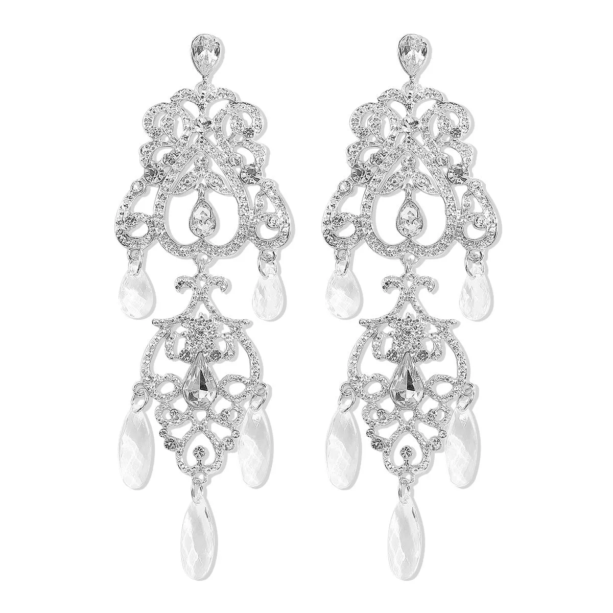 Wholesale Retro Palace Style Hollow Drop-Shaped Tassel Earrings