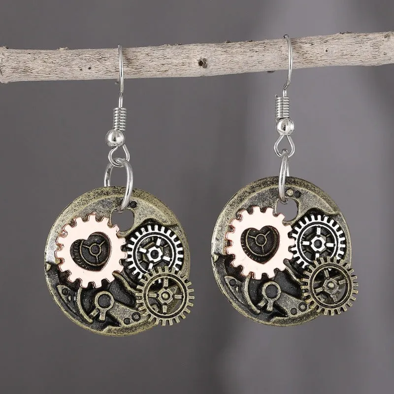 Wholesale Retro Punk Style Mechanical Gear Steam DIY Movement Personality Creative Alloy Earrings