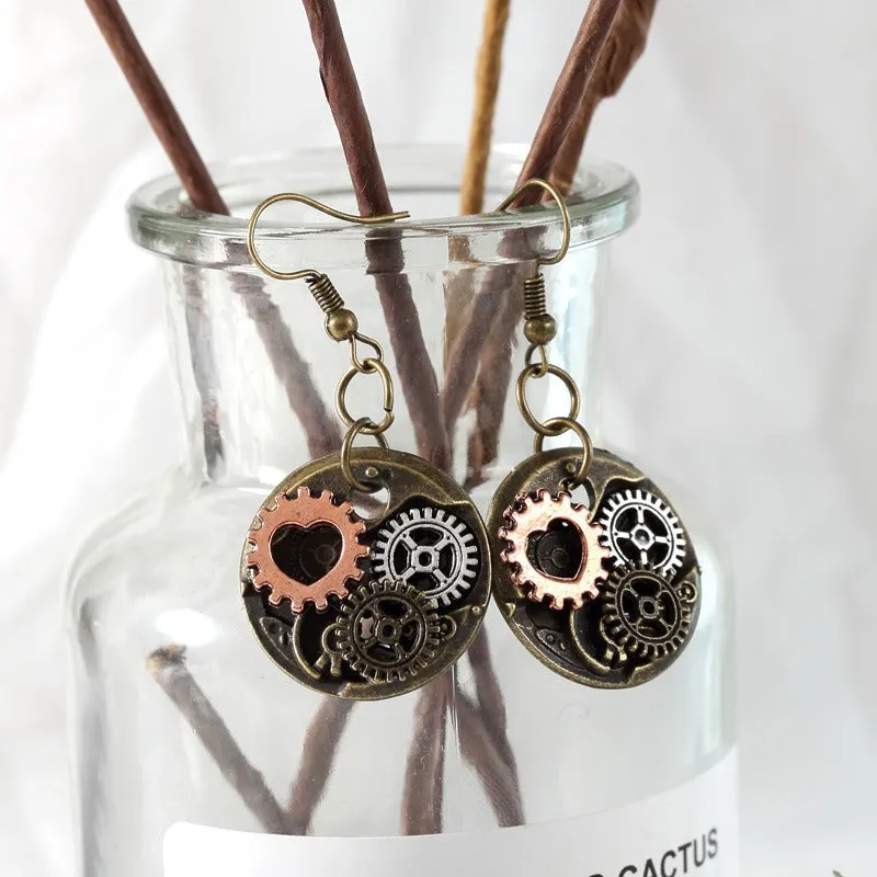 Wholesale Retro Punk Style Mechanical Gear Steam DIY Movement Personality Creative Alloy Earrings