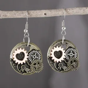 Wholesale Retro Punk Style Mechanical Gear Steam DIY Movement Personality Creative Alloy Earrings