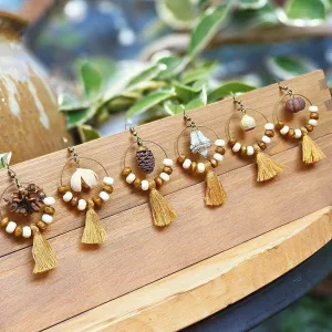Wholesale Retro Real Fruit Exaggerated Large Hoop Hanging Wooden Beads Earrings