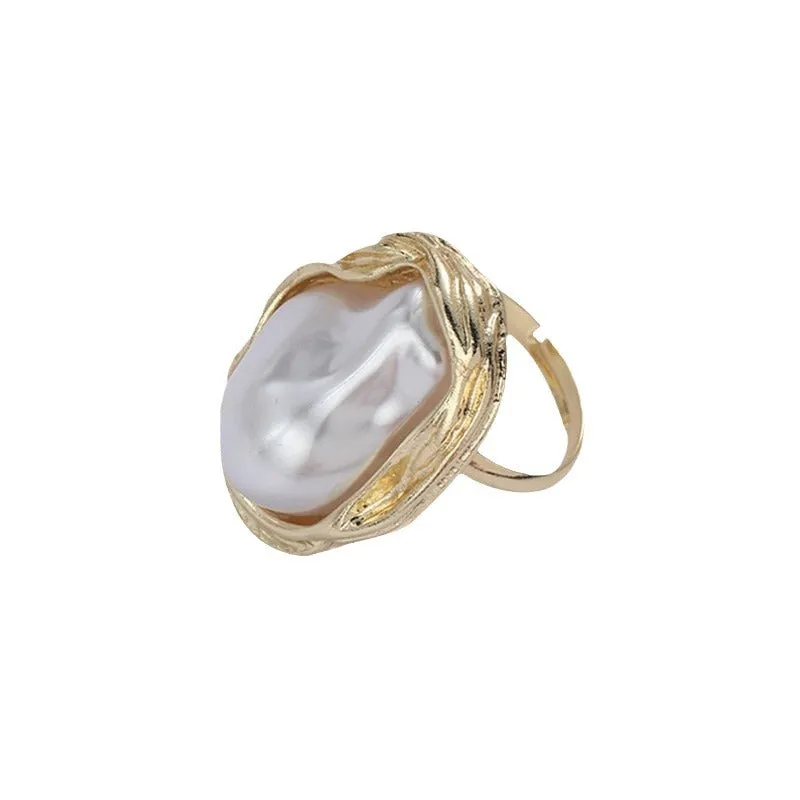 Wholesale retro shaped pearl ring Open tail ring