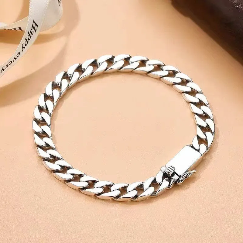 Wholesale Retro Simple Punk Men's Braided Cuban Pin Bracelet