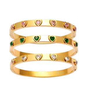 Wholesale Retro Stainless Steel 18K Gold -inlaid Peach Heart Dale Caps Bracelet