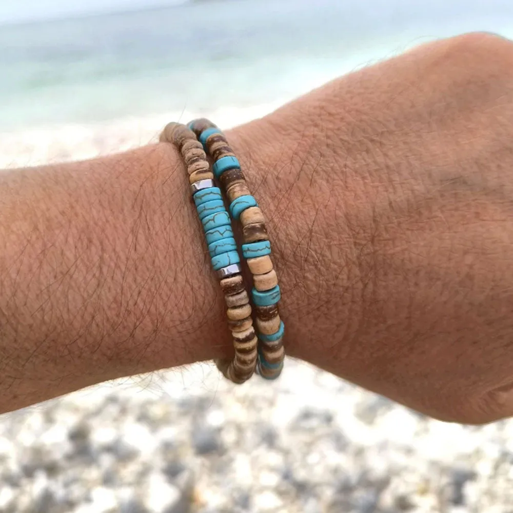 Wholesale Retro Style Wooden Beads Stacked with Bracelet Men's Beaded Cross Pendant Bracelet