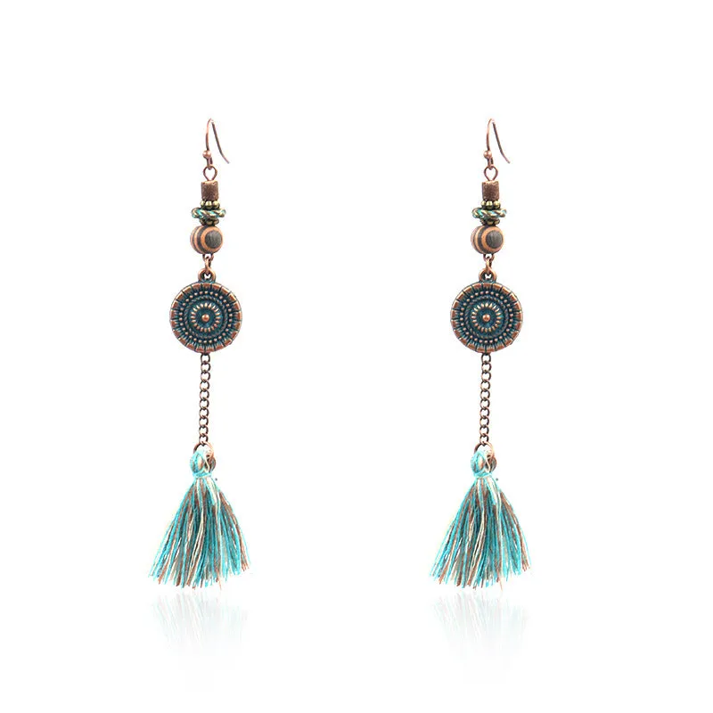 Wholesale Retro Tassel Fashion Exaggerated Long Earrings