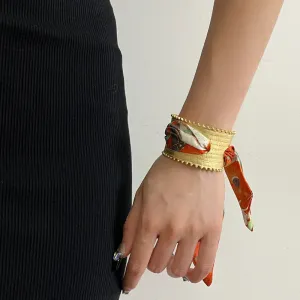 Wholesale Retro vintage style gold silk scarf open wide bracelet niche exaggerated high-end Bracelet