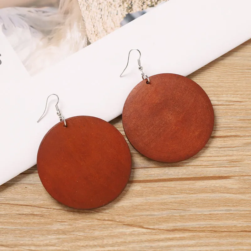 Wholesale Retro wooden exaggerated earrings Chinese ethnic style