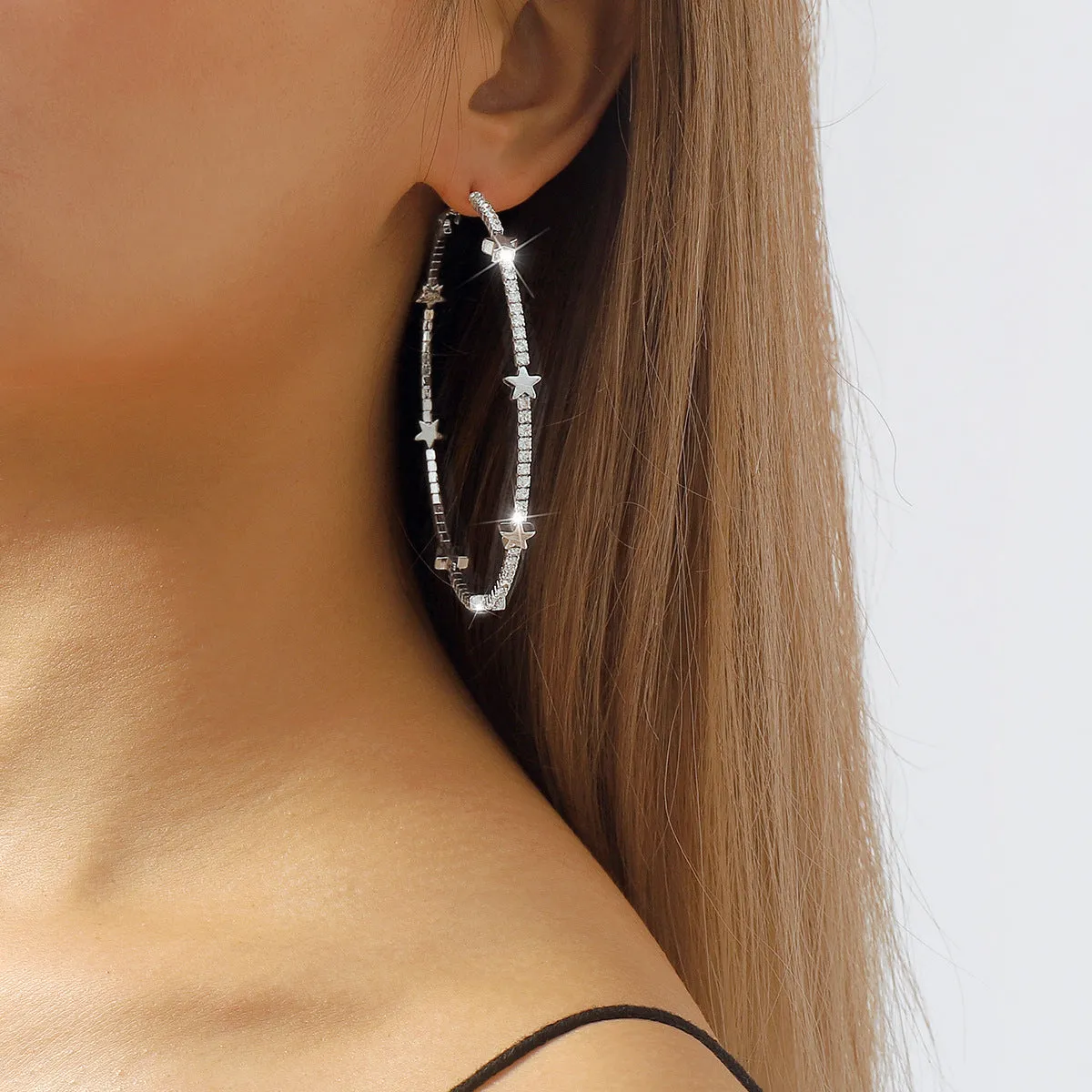 Wholesale Rhinestone Cutout Alloy Earrings
