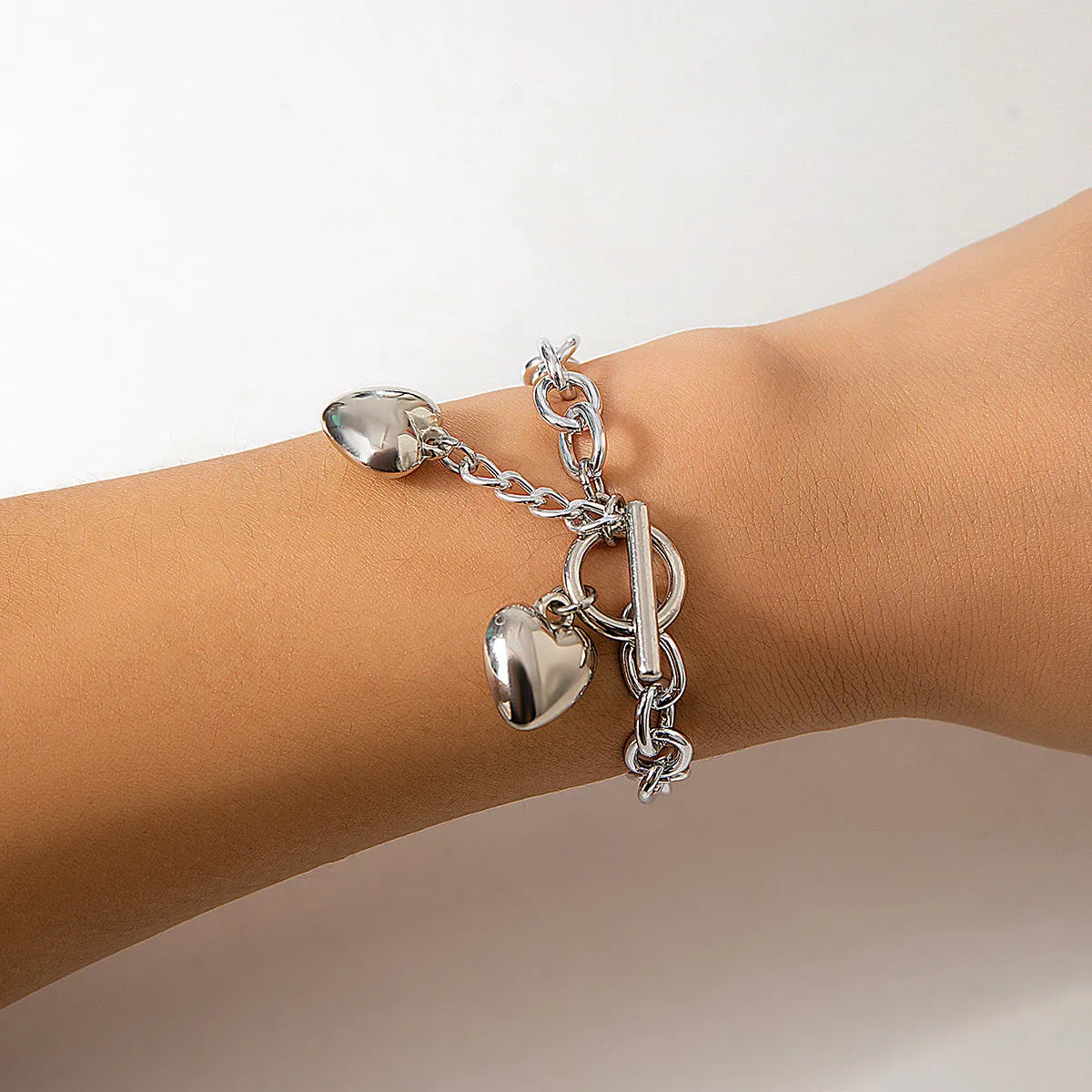 Wholesale Rhinestone Heart Tassel Alloy Bracelets