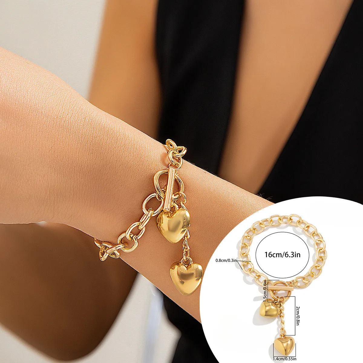Wholesale Rhinestone Heart Tassel Alloy Bracelets