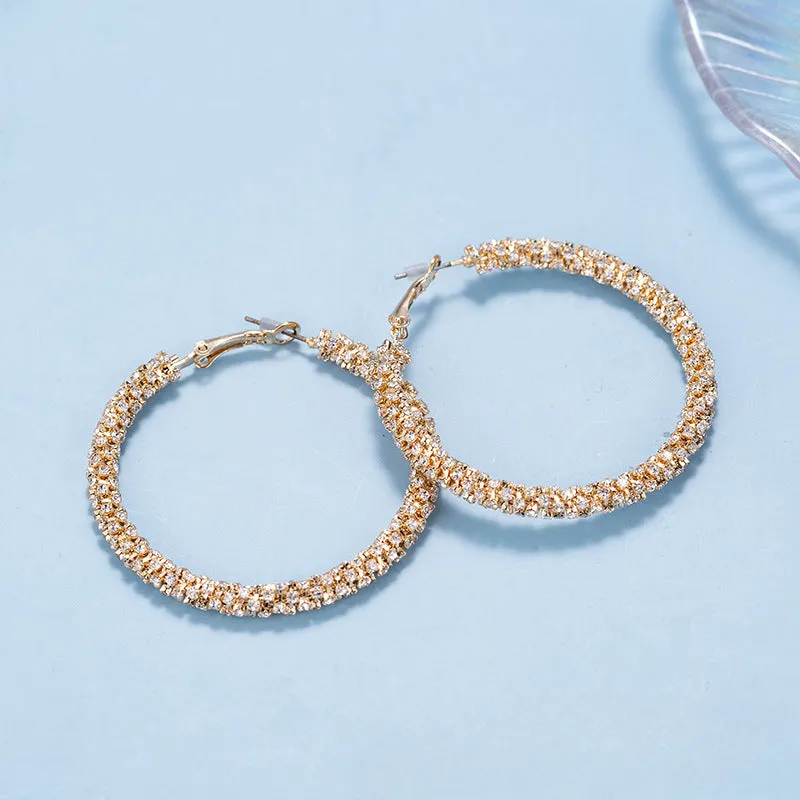 Wholesale Rhinestone Large Ring Earrings