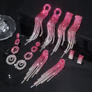 Wholesale Rhinestone Long Tassel Earrings