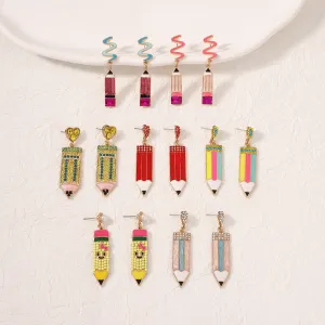 Wholesale Rice Ball Pencil Set with Diamond Alloy Earrings