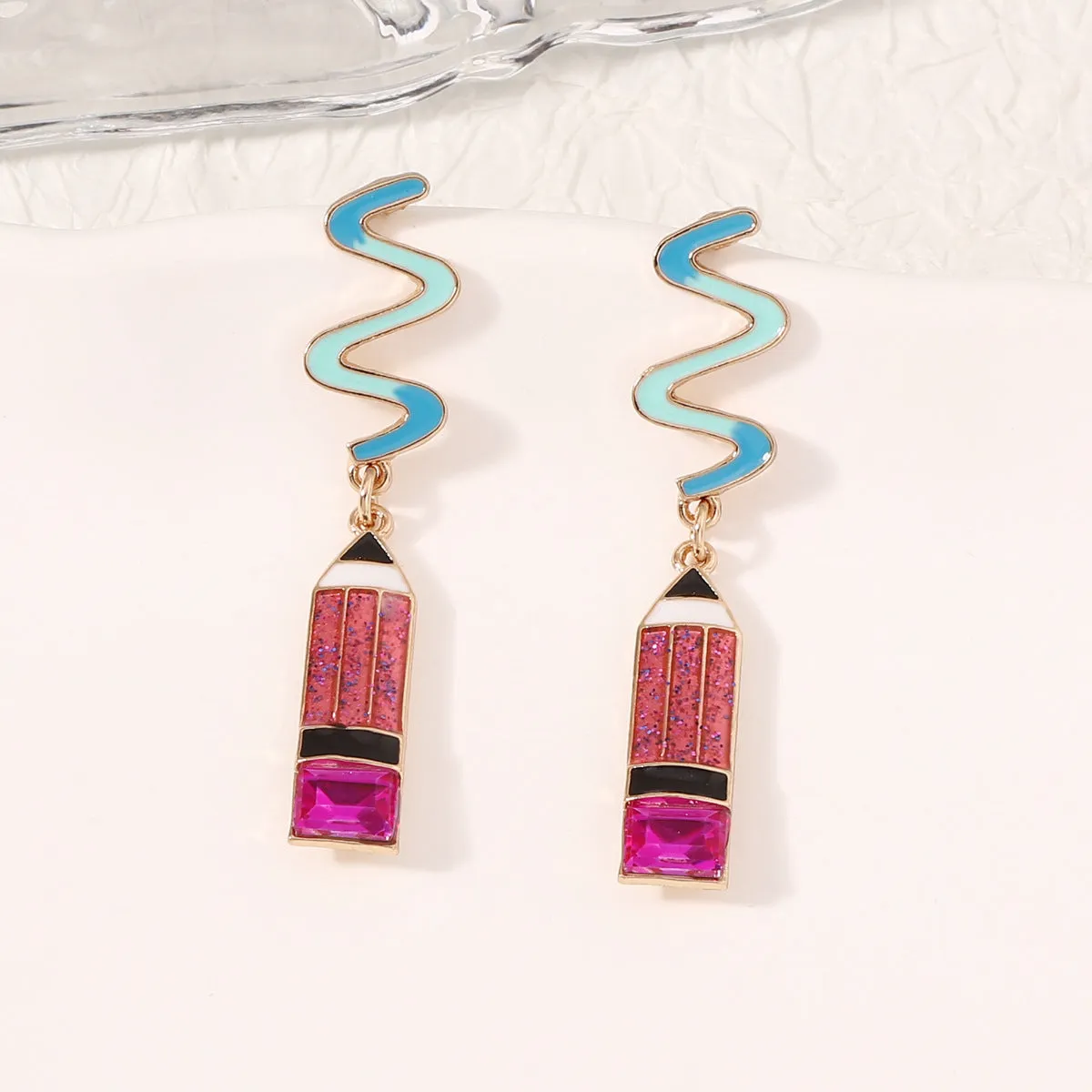 Wholesale Rice Ball Pencil Set with Diamond Alloy Earrings