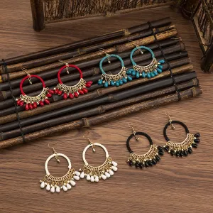 Wholesale Rice Bead Handmade Woven Tassel Earrings