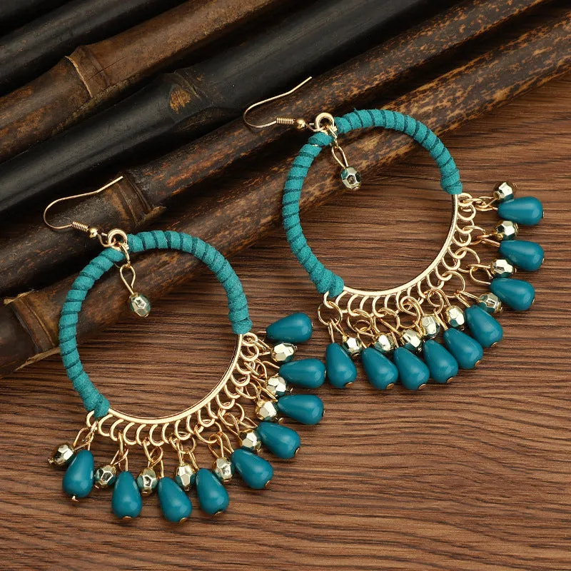 Wholesale Rice Bead Handmade Woven Tassel Earrings