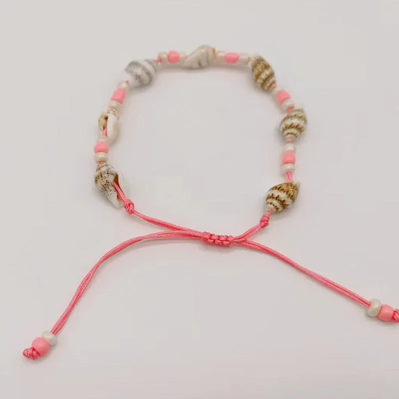 Wholesale Rice Bead Natural Shell Conch Handmade Woven Bracelet