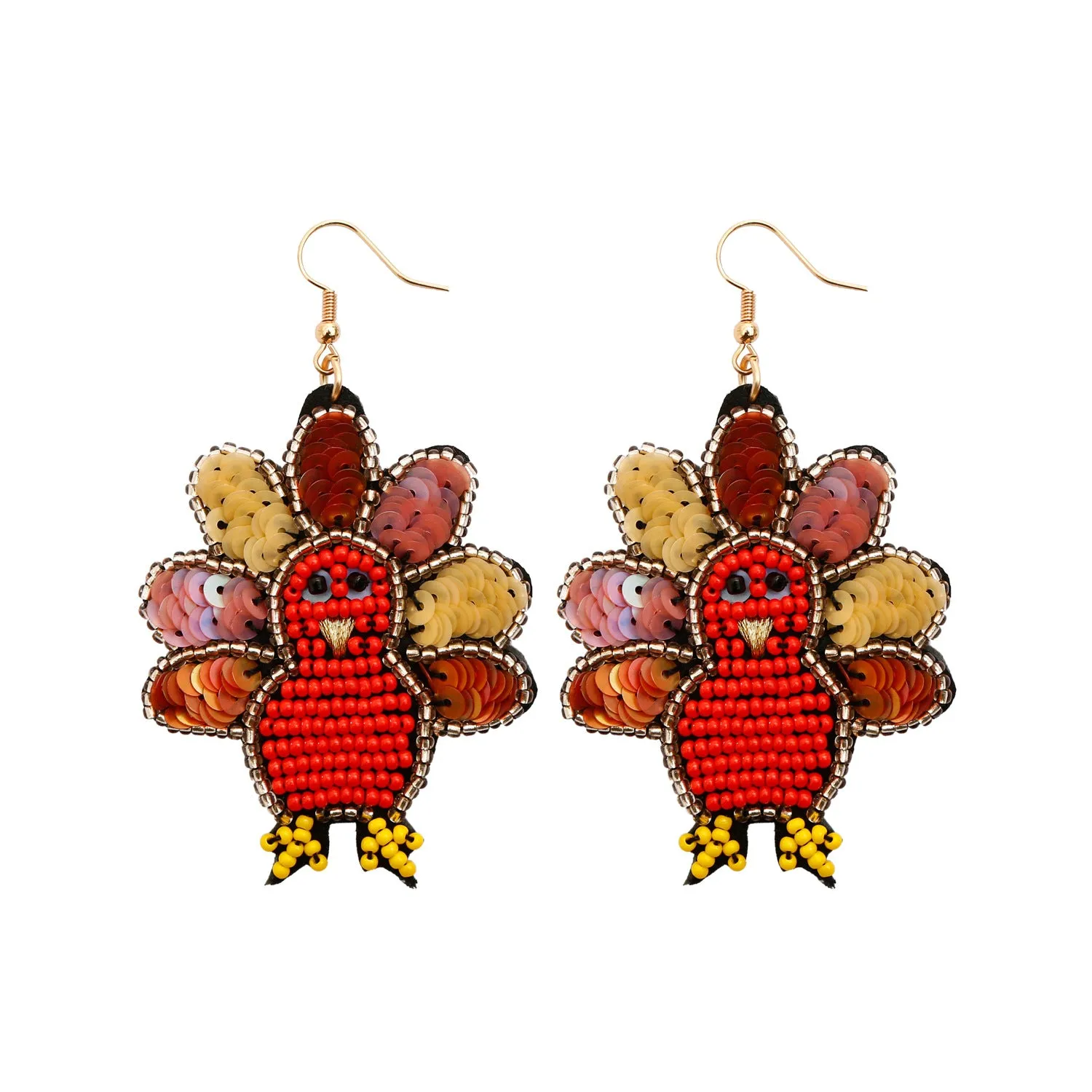 Wholesale Rice Beads Handwoven Thanksgiving Turkey Earrings
