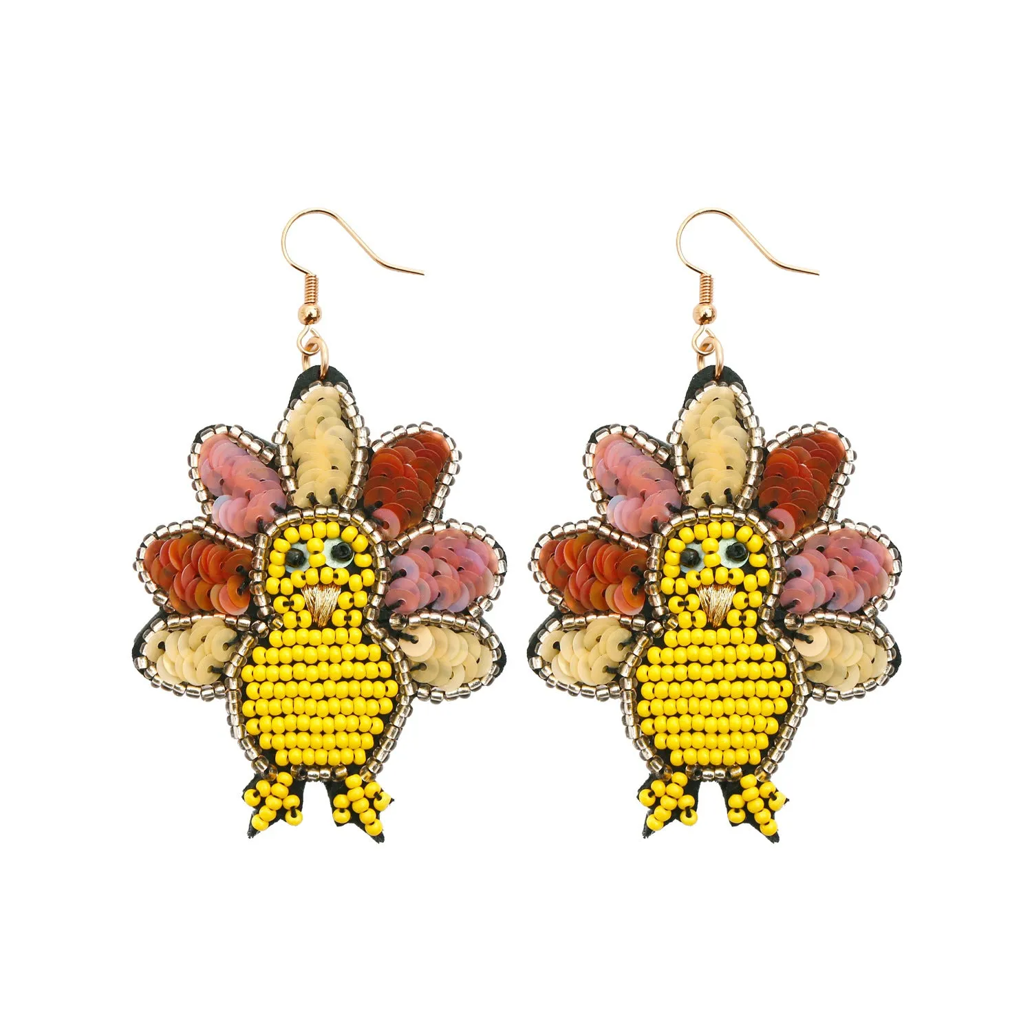 Wholesale Rice Beads Handwoven Thanksgiving Turkey Earrings