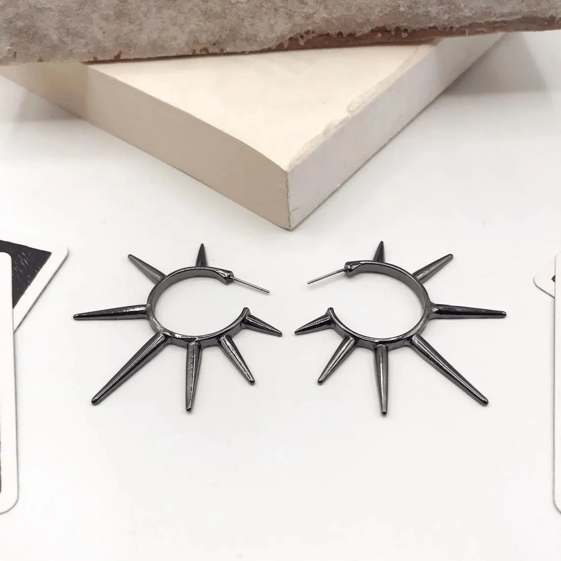 Wholesale Rock Punk Dark Rivet Earrings