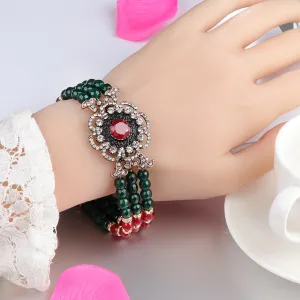 Wholesale Roman Crystal Simple Diamond Inlaid Natural Stone Alloy Bracelet