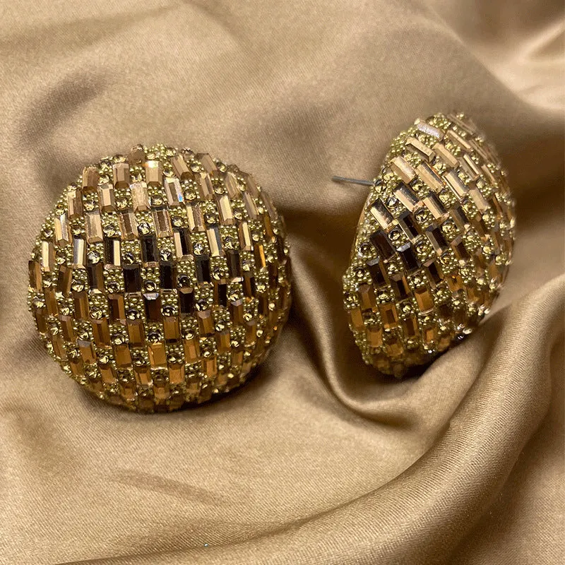 Wholesale Round Colored Glass Rhinestone Earrings