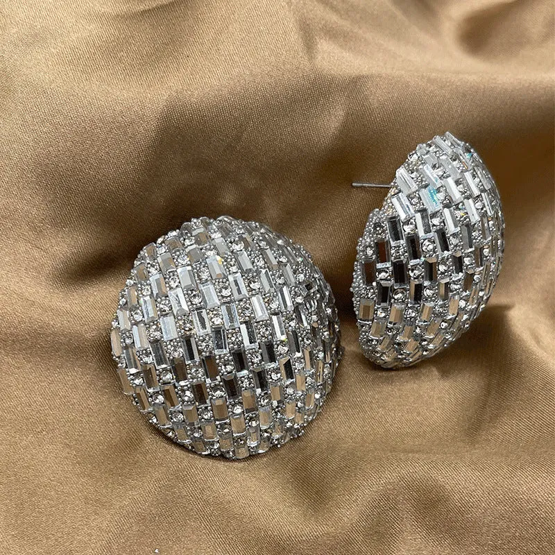 Wholesale Round Colored Glass Rhinestone Earrings