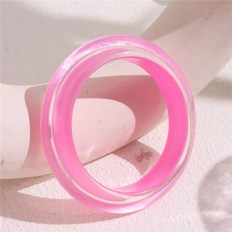 Wholesale Round Colorful Acrylic Bracelet Irregular Casual Round Jelly Color Resin Bracelet