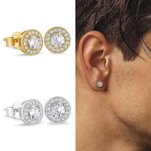 Wholesale Round Full Diamond Hip Hop Zircon Earrings