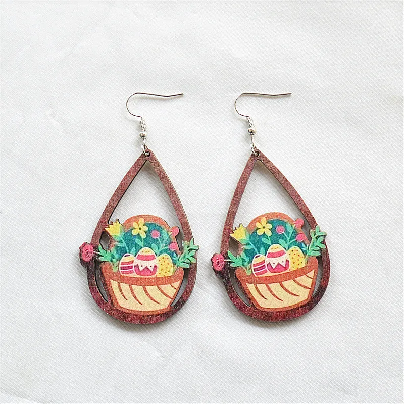 Wholesale Round Hollow Spray Painted Acrylic Earrings