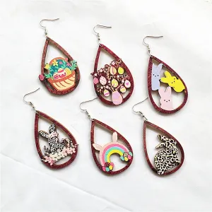 Wholesale Round Hollow Spray Painted Acrylic Earrings
