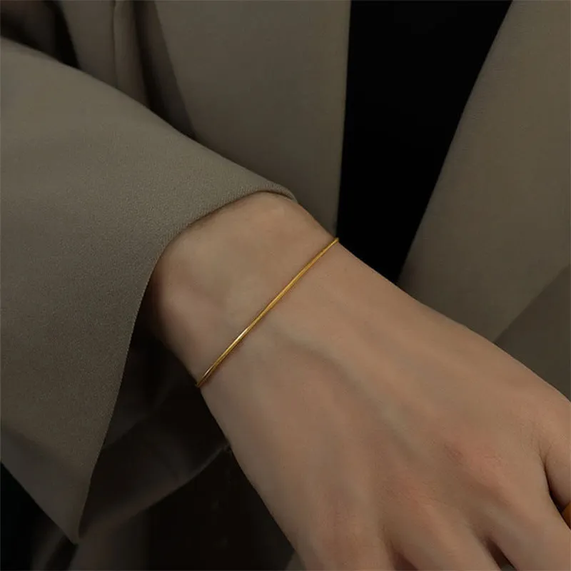 Wholesale Round Snake Chain Stainless Steel Gold Plated Versatile Bracelet