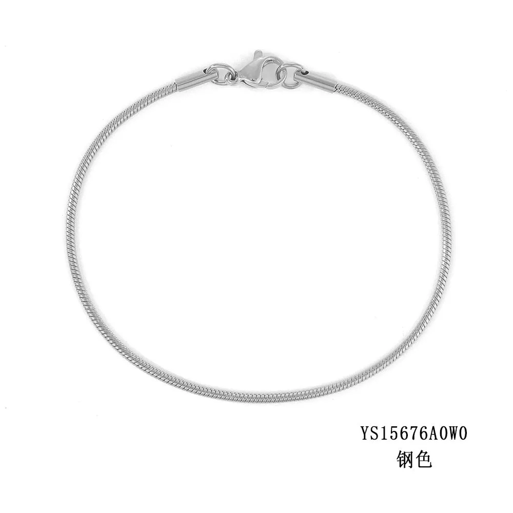 Wholesale Round Snake Chain Stainless Steel Gold Plated Versatile Bracelet