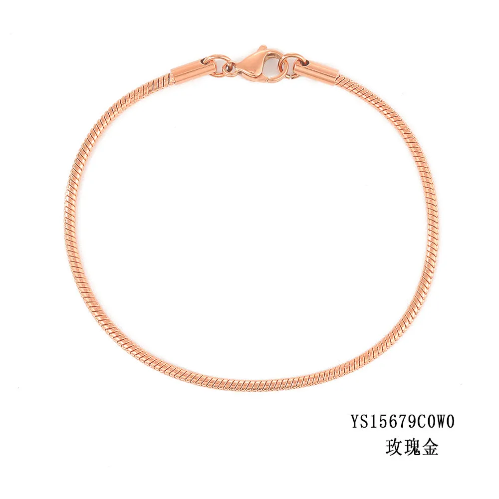 Wholesale Round Snake Chain Stainless Steel Gold Plated Versatile Bracelet