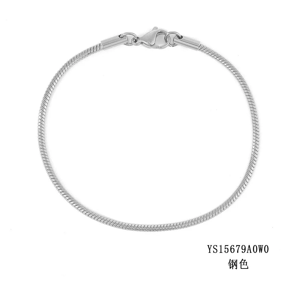Wholesale Round Snake Chain Stainless Steel Gold Plated Versatile Bracelet