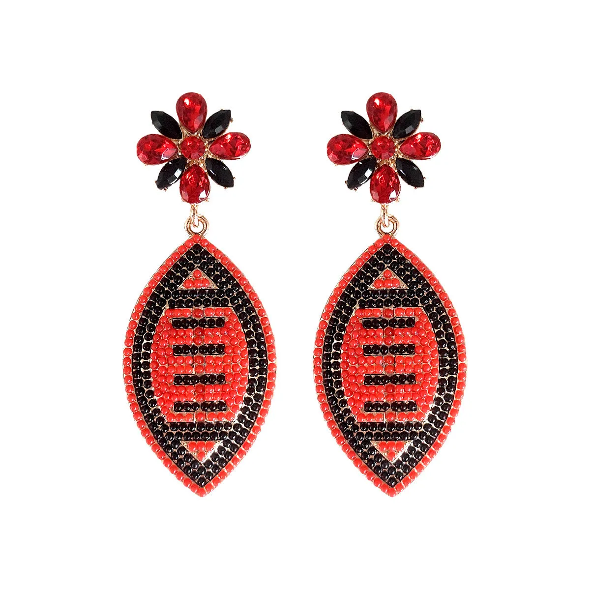 Wholesale Rugby Alloy Rice Beads with Diamond Earrings