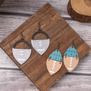 Wholesale Rugby Wooden Earrings