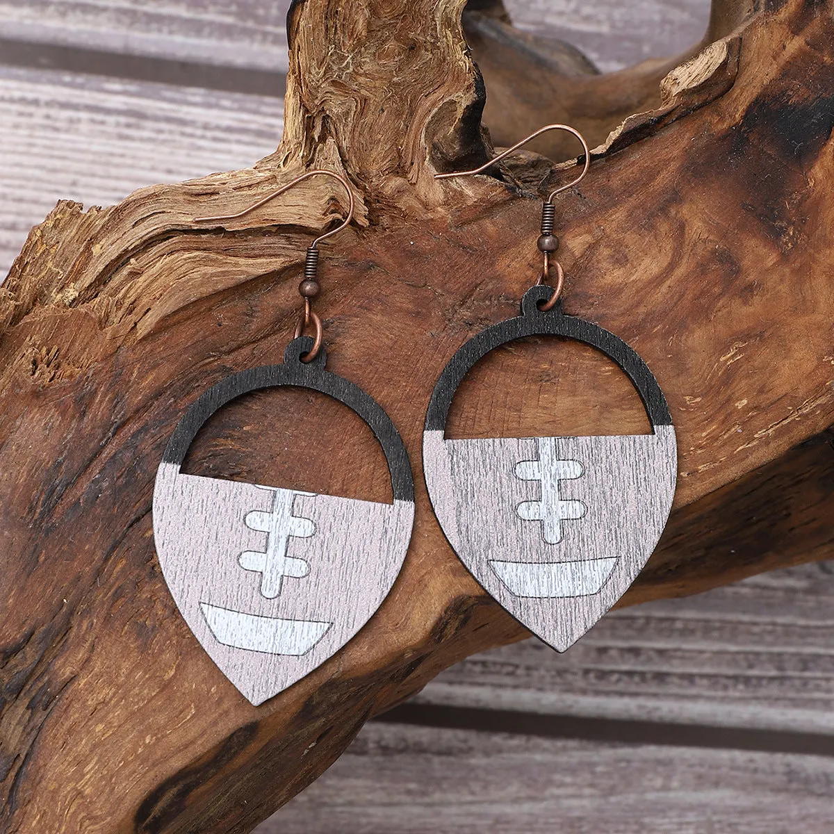 Wholesale Rugby Wooden Earrings