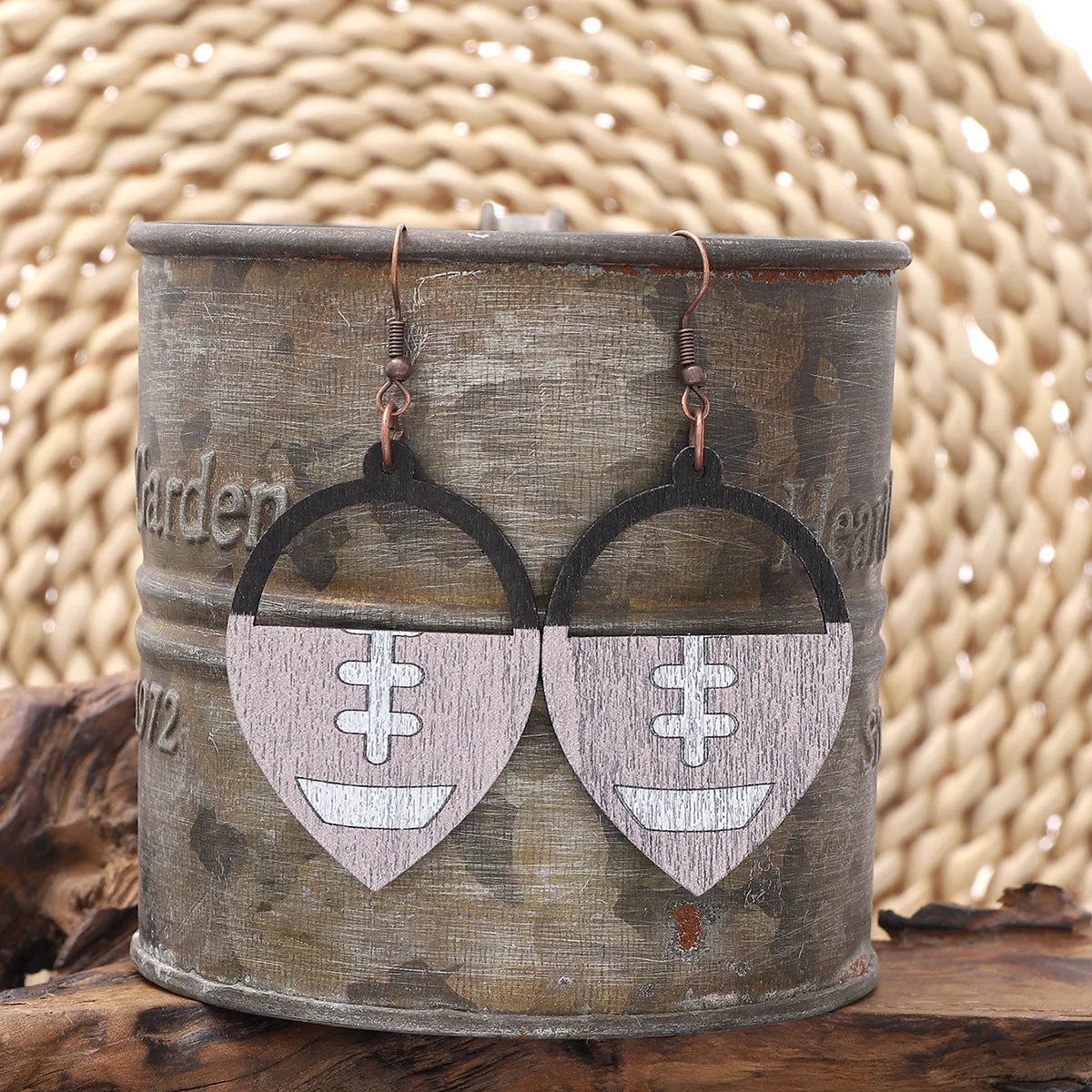 Wholesale Rugby Wooden Earrings
