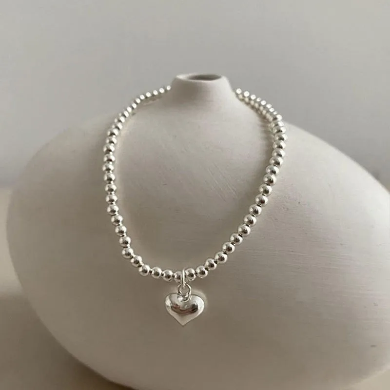 Wholesale S925 Silver Color Smiley Face Ball Bead Bracelet