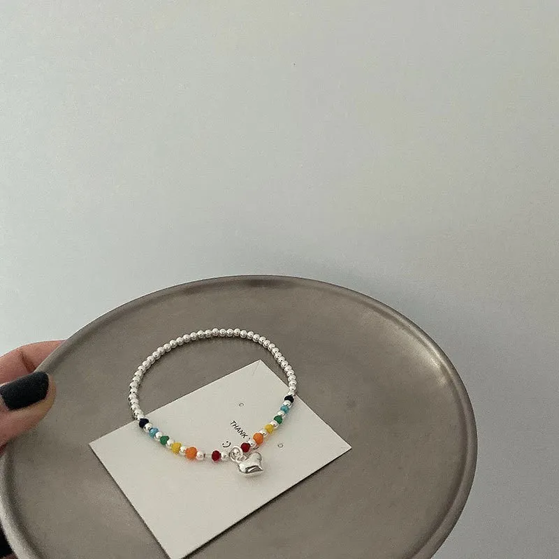 Wholesale S925 Silver Color Smiley Face Ball Bead Bracelet