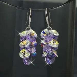 Wholesale S925 Silver Needle Artificial Crystal Light Purple Tassel Earrings